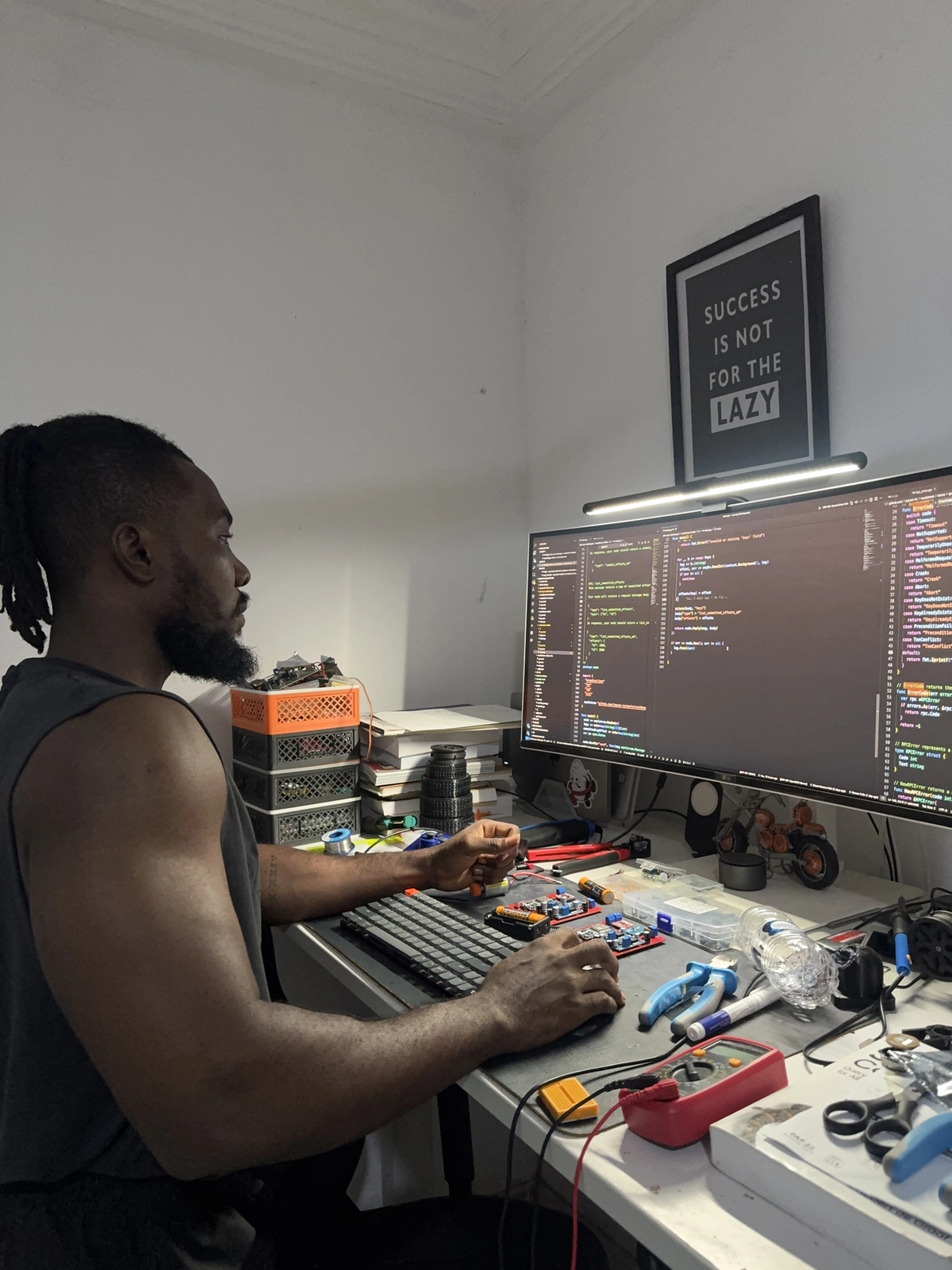 Romeo at his desk